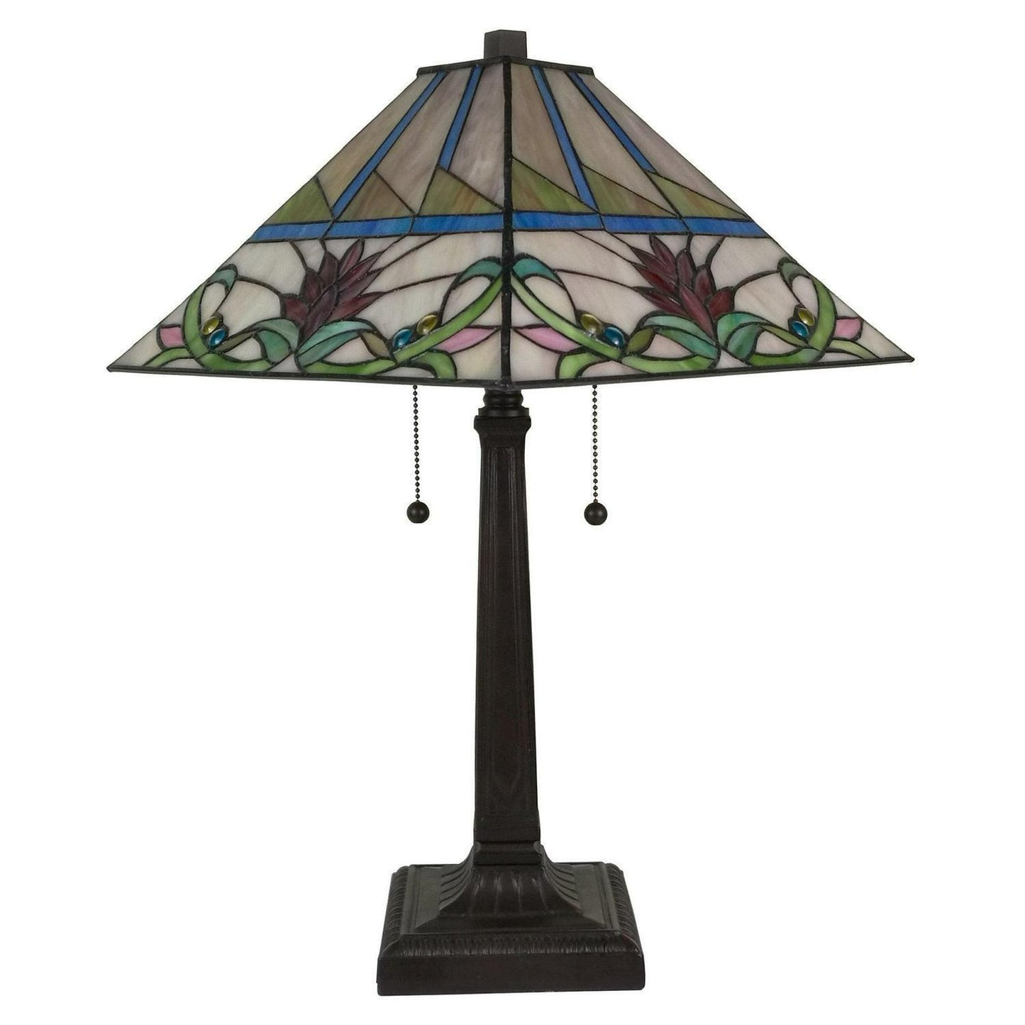 Multicolor Geometric Pattern Mission Tiffany Style Stained Glass Table Lamp 22in