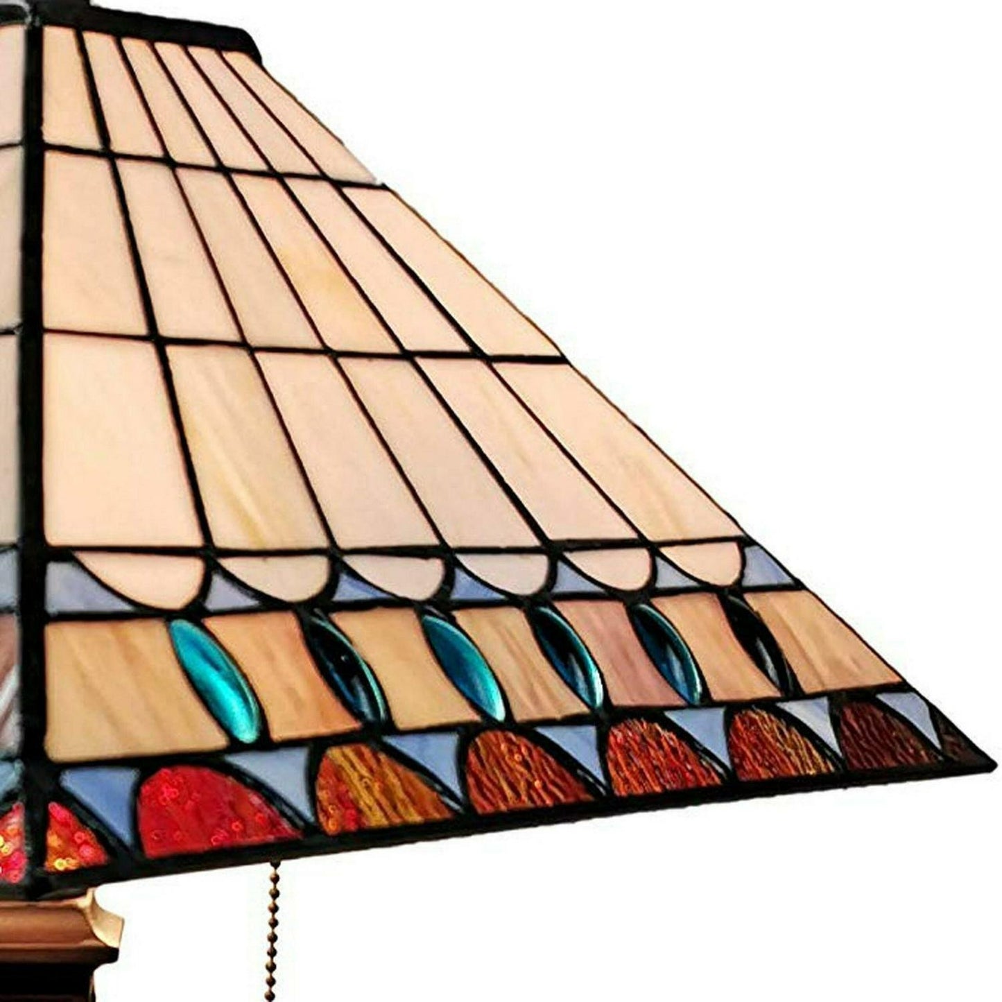 Multi Color Mission Jeweled Tiffany Style Stained Glass Table Lamp Accent Lamp