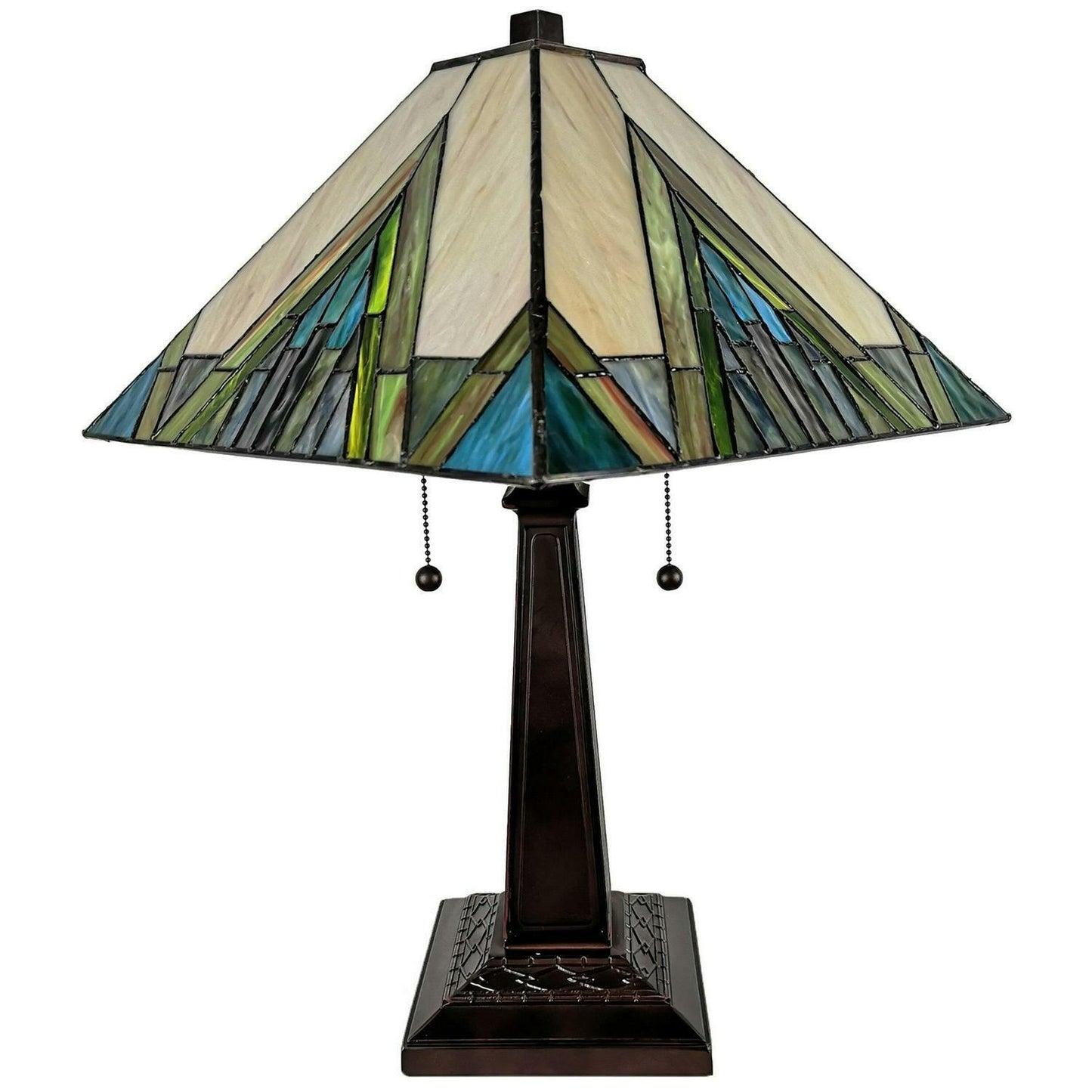 Stained Glass Mission Table Lamp 21-inch Tiffany Style Aztec Mission Table Lamp