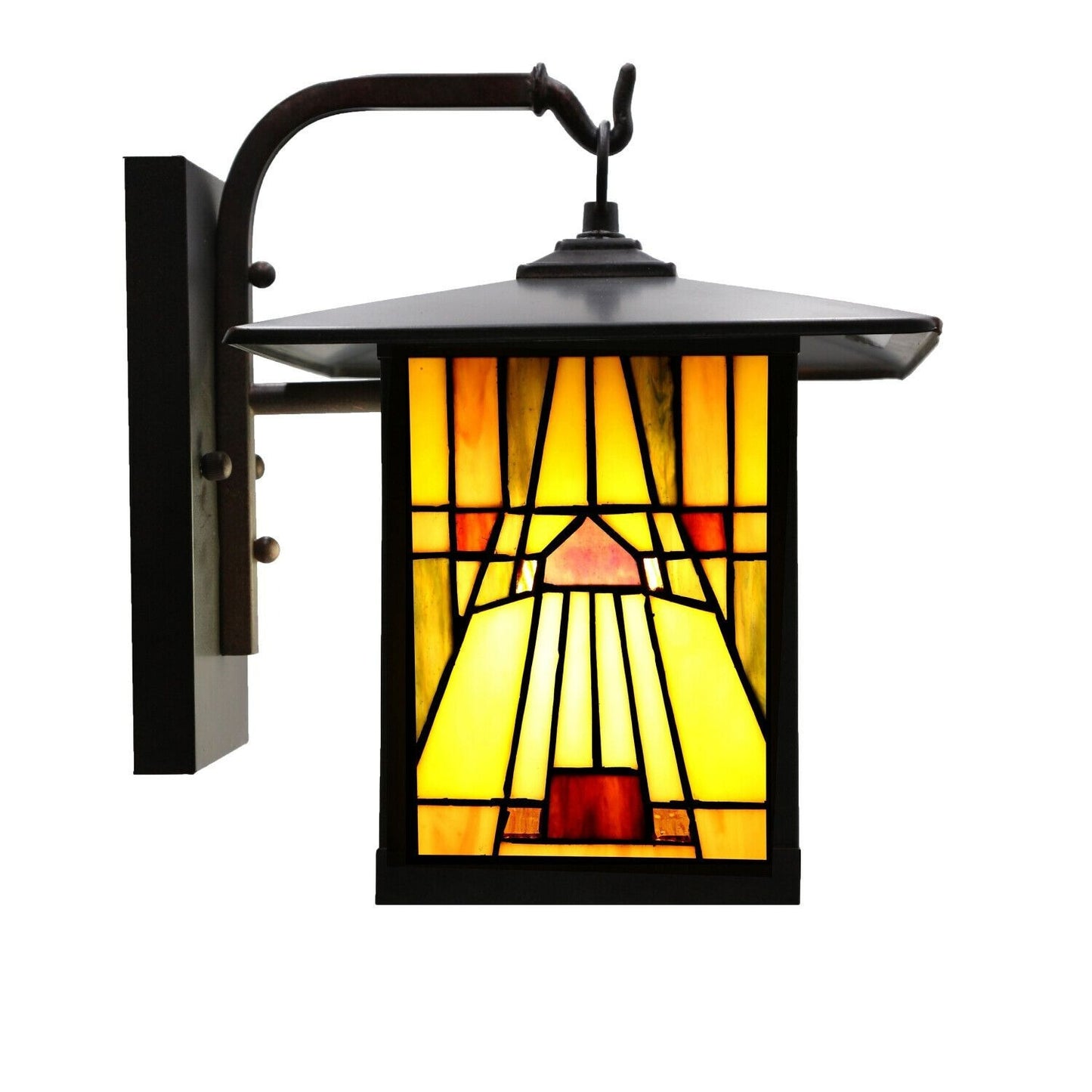 Wall Light Fixture Tiffany Stained Glass Sconce for House Deck Bronze Finish