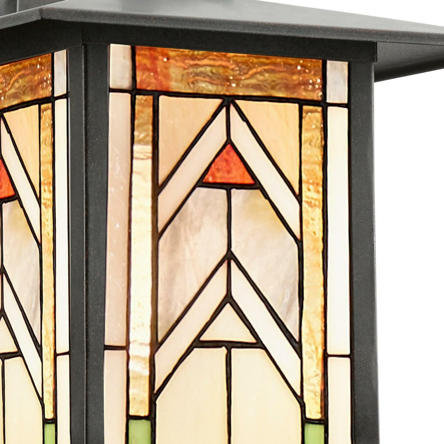 Oil Rubbed Bronze Finish Terracotta Tiffany Style Stained Glass Lantern Sconce