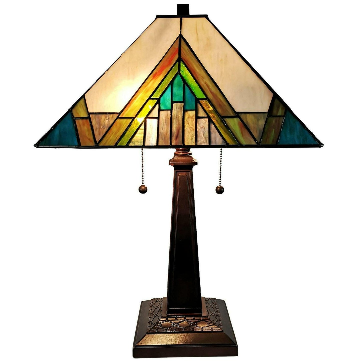 Stained Glass Mission Table Lamp 21-inch Tiffany Style Aztec Mission Table Lamp