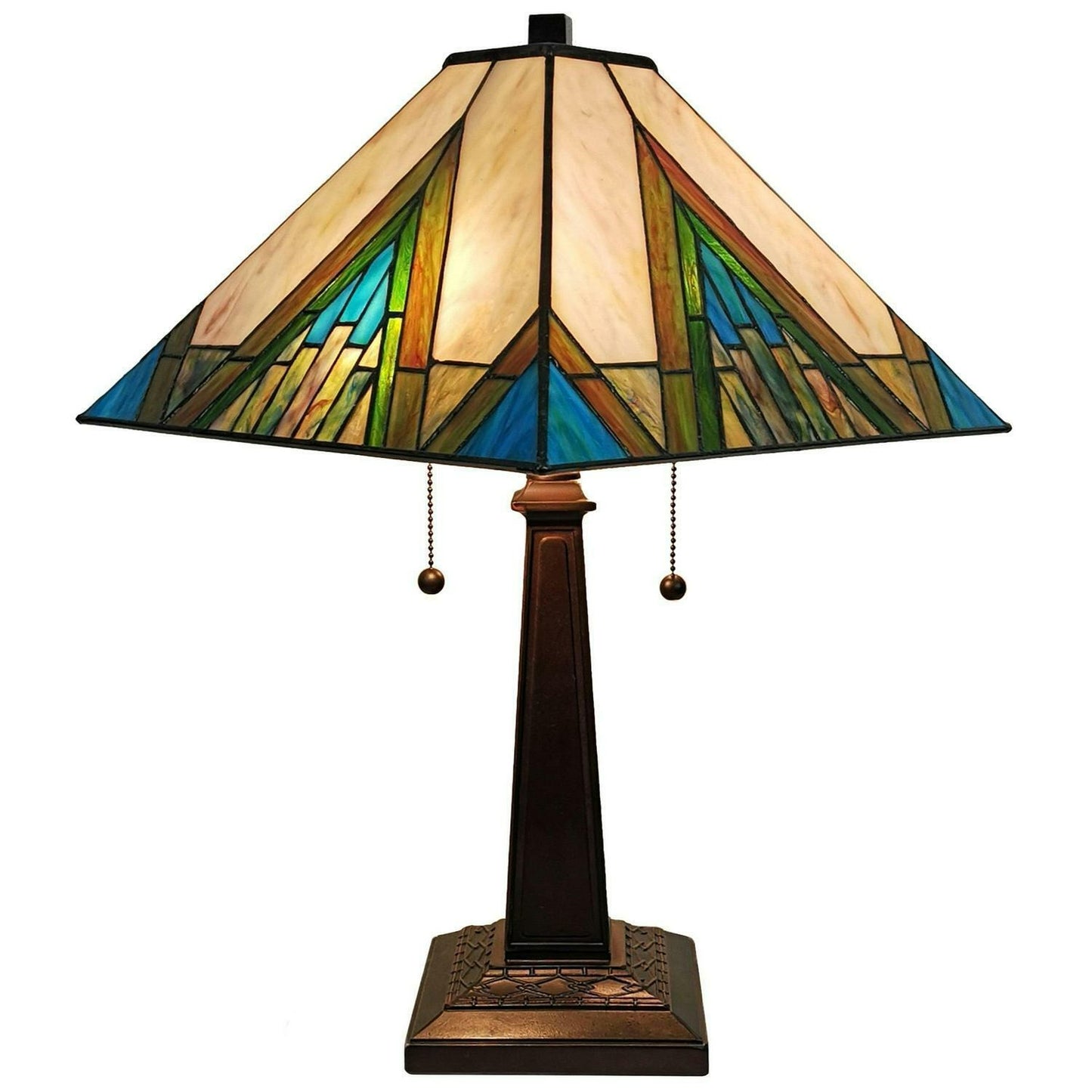 Stained Glass Mission Table Lamp 21-inch Tiffany Style Aztec Mission Table Lamp